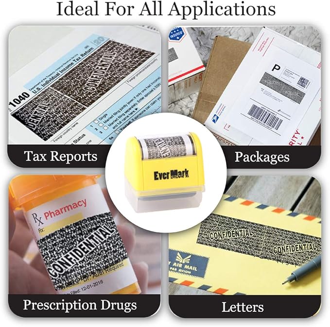Identity Theft Protection Roller Stamp 2 Pack Confidential Roller Stamp with 3 Refills - Identity Protection Roller Stamps for Data Privacy, ID Protection and Address Blocker