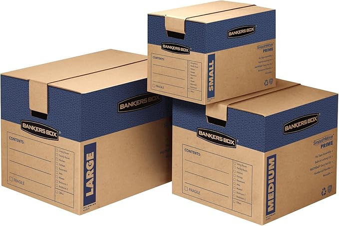 Bankers Box Small Prime Moving Box 10 Pack, Reinforced Handles, Tape-Free Assembly, Attached Lid, 16-in x 12-in x 12-in (0062716)