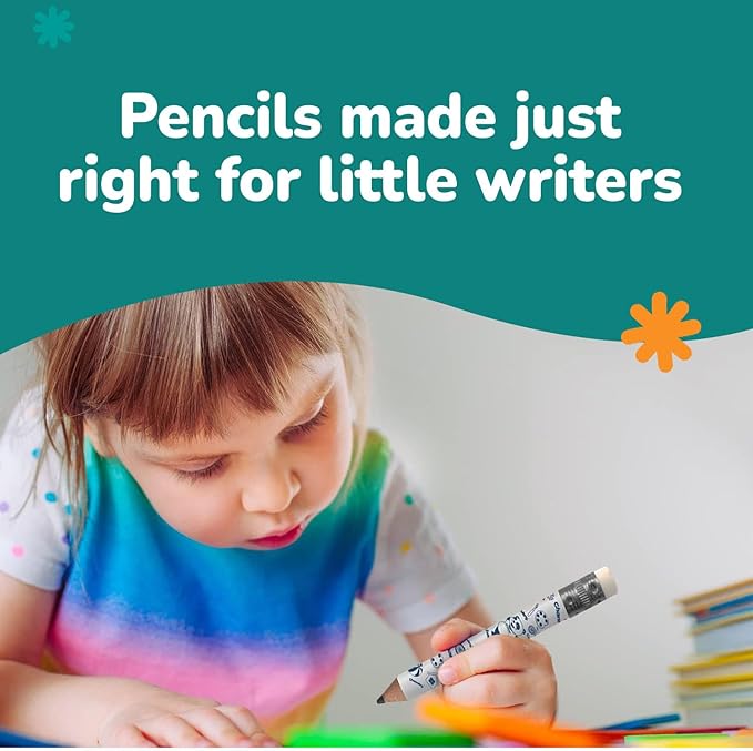 Channie's My First Pencil, Easy-to-Hold Jumbo Pencils for Preschoolers, Kindergarteners & 1st Graders, White Wooden 2B Fat Pencils for Kids Ages 3-7, 2 Pack (5 Each) + Sharpener