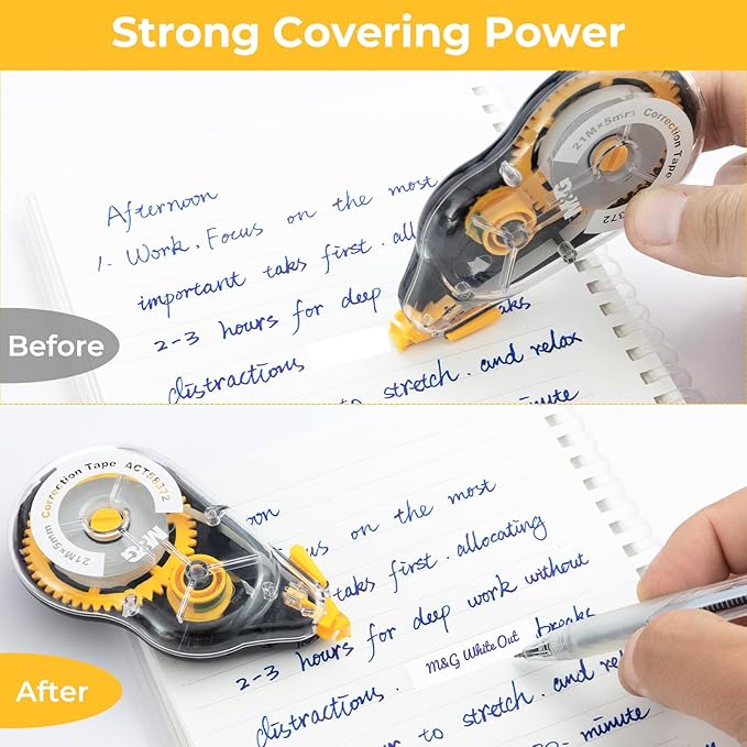 M&G 12 pack 68.9 Feet correction tape,826.8FT/ 252M in total, Correction tape bulk for School, Office, Note Taking, Journal,Easy to Use Applicator for Instant Corrections