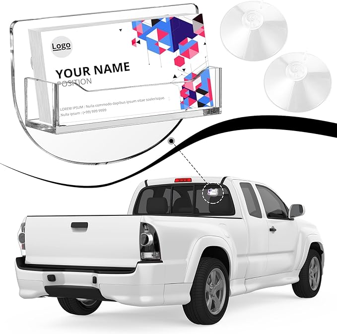 Window Mount Business Card Holder with Suction Cups Acrylic Single Pocket Organizer Clear Card Holder Acrylic Display Storage for Home Office(Classic)