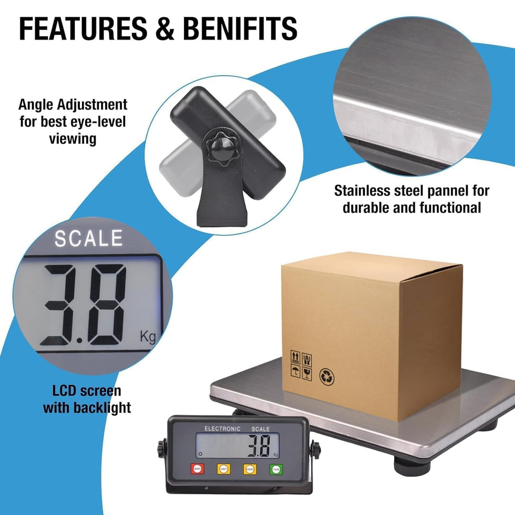 SurmountWay Large Shipping Scale, 440lb/0.35oz Digital Postal Scale with Tare/Count/Auto-Off Function, High Accurate Shipping Scale for Packages,Small Business,Luggage,Warehouse,Home (15.3"x11.8")
