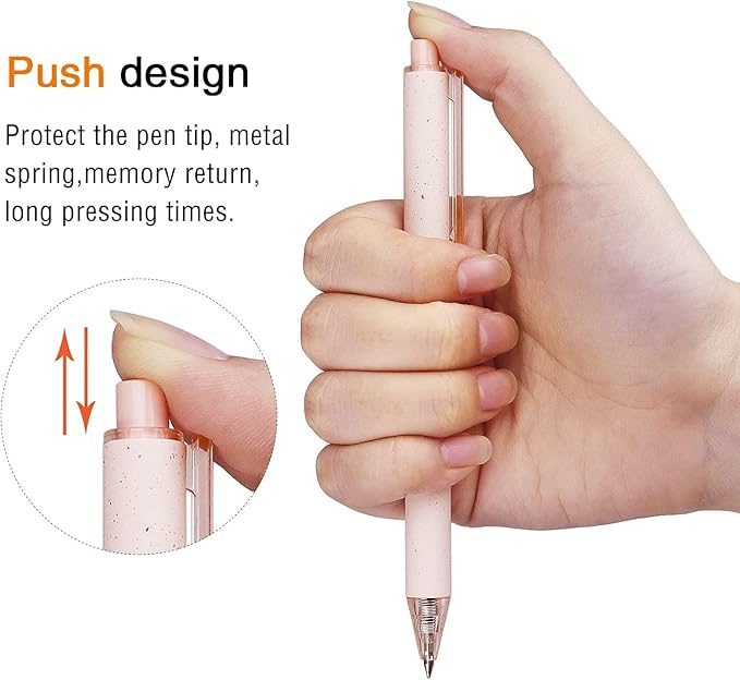 12 Pack Cute Pink Pens Black Ink for Note Taking Writing Retractable Gel Pen Pretty Quick Drying Ink 0.5mm Ballpoint Fine point Pretty Premium Office Students School Art Supplies (Mixed)