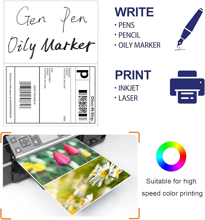 8-1/2"×5-1/2" Shipping Labels 200 Labels Sticker Paper for Laser/Ink Jet Printer mailing Labels 8.5"×11" White 2 per Sheet