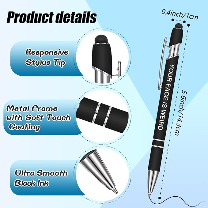 Zonon 12 Pieces Inspirational Pens Bulk Easter Basket Stuffers Motivational Quotes Ballpoint Pens with Stylus Tip Inspirational Gifts for School Office Teachers(Bright Colors,Negative Style)