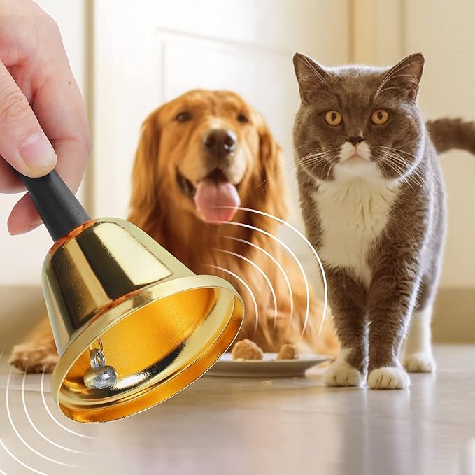 MROCO Gold Hand Bell, 2 Pack Steel Call Bell for Wedding, Adults, Dinner Bells for Food Line, Classroom Bells for Inside, Alarm, Jingles, Ringing