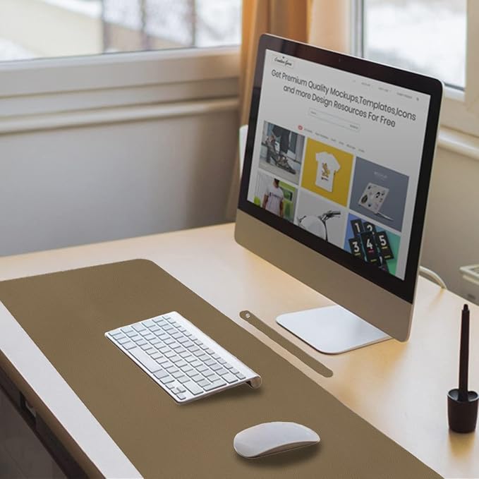 Boutilon Leather Desk Pad 30" x14",Non-Slip Mouse Pad,Office Desk Mat,Waterprooft PU Leather Desk Blotter,Desk Pad Protector,Desk Writing Pad for Home Office Decor (M-Dark Apricot)