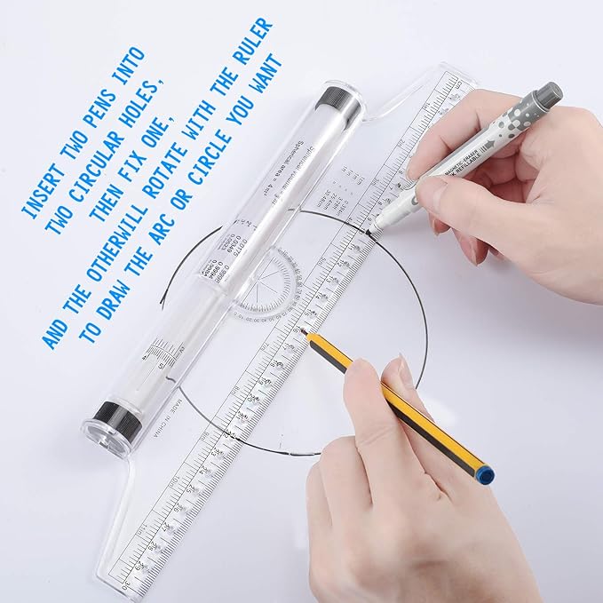 Frienda 2 Pieces Plastic Measuring Rolling Ruler Drawing Parallel Multifunctional Drafting Ruler for Architect Office Math(12 Inch)