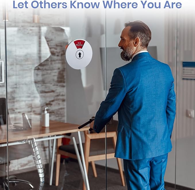 Out Of Office Sign for Door, 5 Options Status Private Sign, In a Meeting, Do Not Disturb, Working Remotely, In Out Sign Available and Away