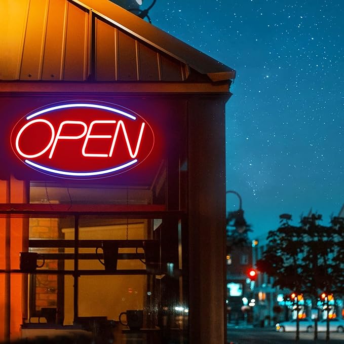Open Signs for Business Ultra Bright 16 Inch Plug In Electric Light Up Open Sign with ON/OFF Switch for Business Storefront Window Glass Door Shop Store Florists Bar Salon Cafes Pub