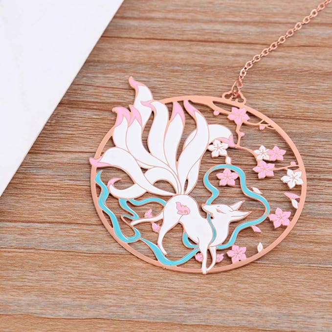 1pcs Metal Bookmark, Beautiful Vintage Bookmarks with Tassels for Women Reader (Nine-Tailed Fox)