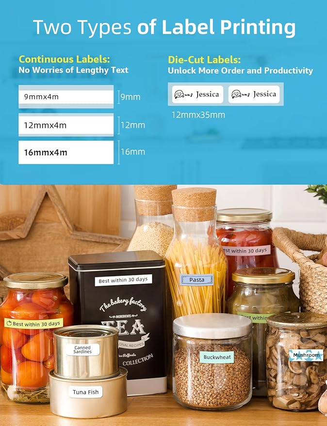 MakeID Label Maker Tape - 9mm Self-Adhesive Sticker Label Tape Refill Compatible with MakeID L1 Label Machine - Waterproof 6-Layer Laminated Film, Split-Back Design - 0.35"x13' (9mm x 4m)