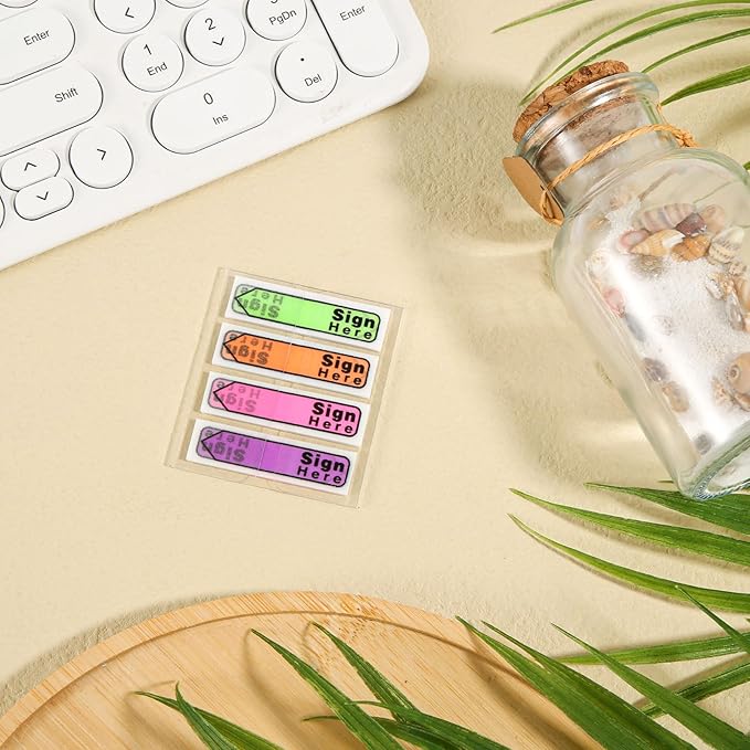 600pcs Stickers(6 Pack) Sign Here Labels, Sign Here Flags Sticky Notes Initial Tabs with Dispenser Arrow Labels Easy to Post for Office School Notary Books(Light green 1)