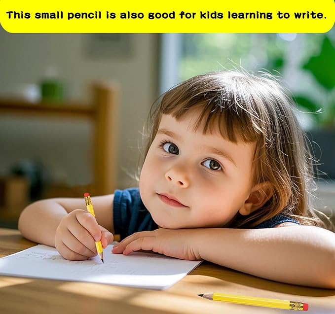 Adhere 25pcs Golf Pencils with eraser Hexagon Wooden Pencils Graphite 2B for Golf Event Scoring,Classroom,Wedding,Company Meetings,Pew, Pocket (Yellow1)