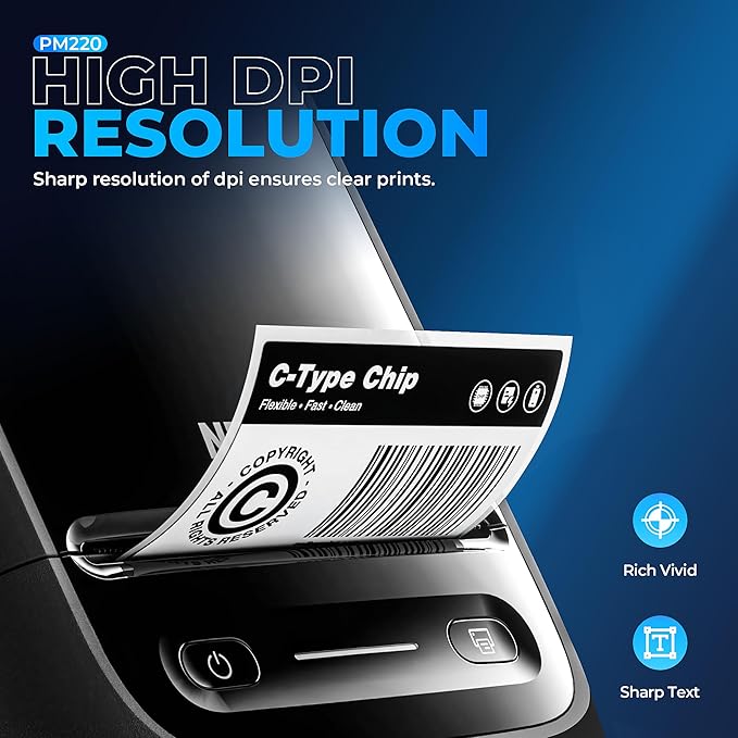 Nelko Label Maker Machine with Tape, PM220 Bluetooth Label Printer, 2 Inch Portable Thermal Printer for Small Business, Logo, Clothing, Sticker Printer for Phones & PC, with 3 Labels, Black