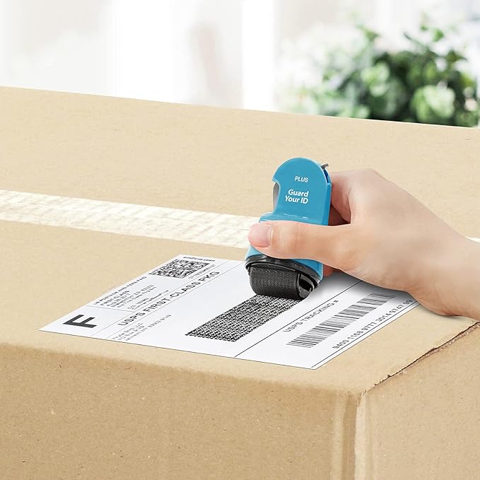 Guard Your ID 3 in 1 Wide Advanced Roller with Retractable Box & Envelope Opener and Identity Theft Prevention Security Stamp Turquoise