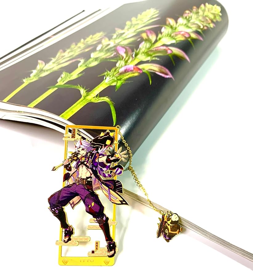 Genshin Impact Arataki Itto Metal Bookmark - Anime Figure Merch with 3D Display Box - Birthday Gifts for Fans Friends Gamer Book Lovers - Zllada