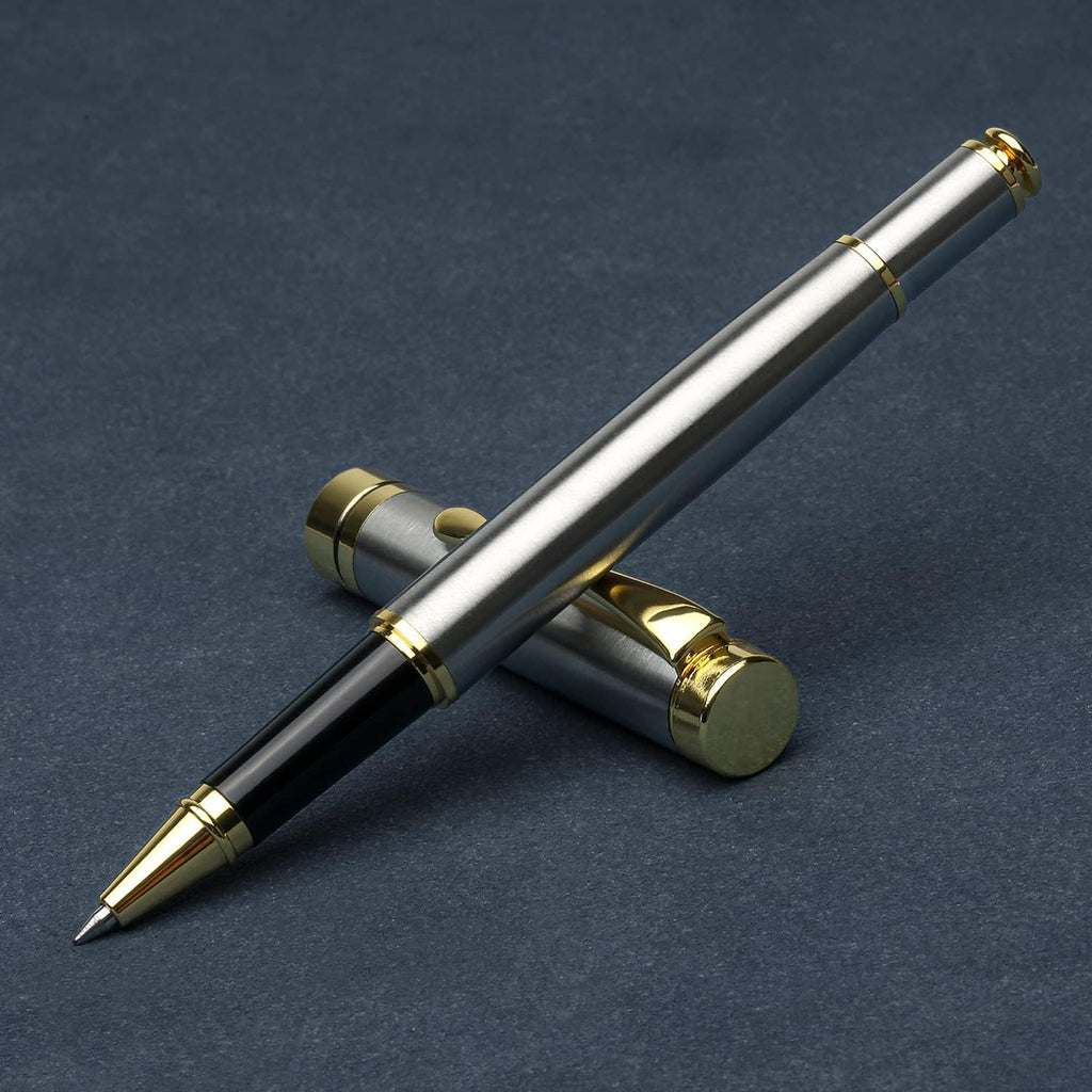 YIVONKA Luxury Ballpoint Pens Best Ball Pen Gift Set for Men & Women Professional Executive Office Nice BallPens Classy Gift Box Ballpoint Black Refill Line width 0.5mm (2 silver)