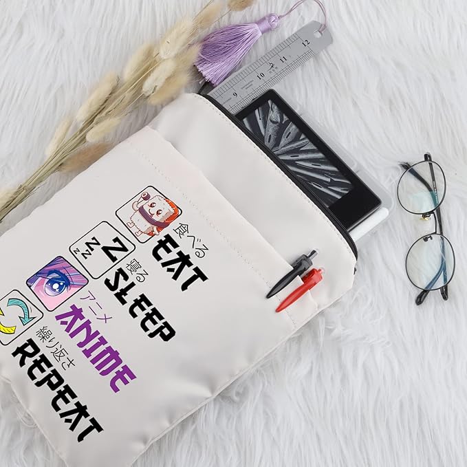 PLITI Eat Sleep Anime Repeat Cute Kawaii Manga Gift Anime Book Sleeve Anime Lover Gift Japanese Anime Fans Gift (Sleep Anime Repeat BS)