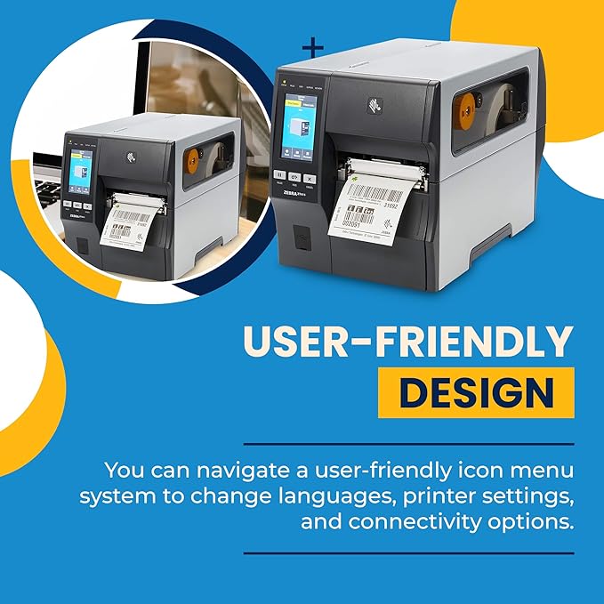 Zebra ZT411 203 DPI | Thermal Transfer & Direct Thermal | ZT41142-T010000Z Industrial Printer | Width 4 Inches Features Serial, USB, Ethernet & Bluetooth Connectivity | Includes Jetset Software