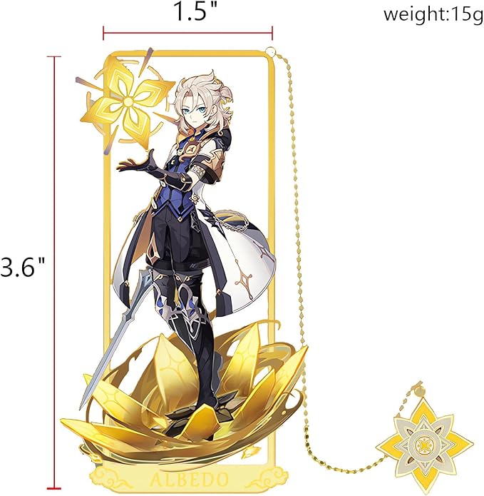 Albedo with Chain Original Genshin Impact Metal Bookmark - Collect All Your Favorite Characters!