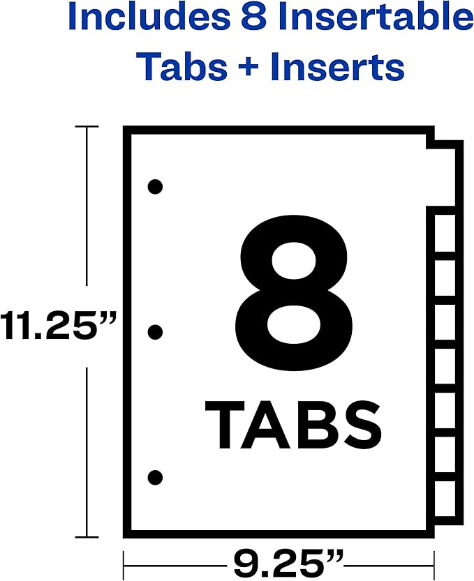 Avery Big Tab Insertable Extra Wide Dividers, 8 Multicolor Tabs, 1 Set (11222)