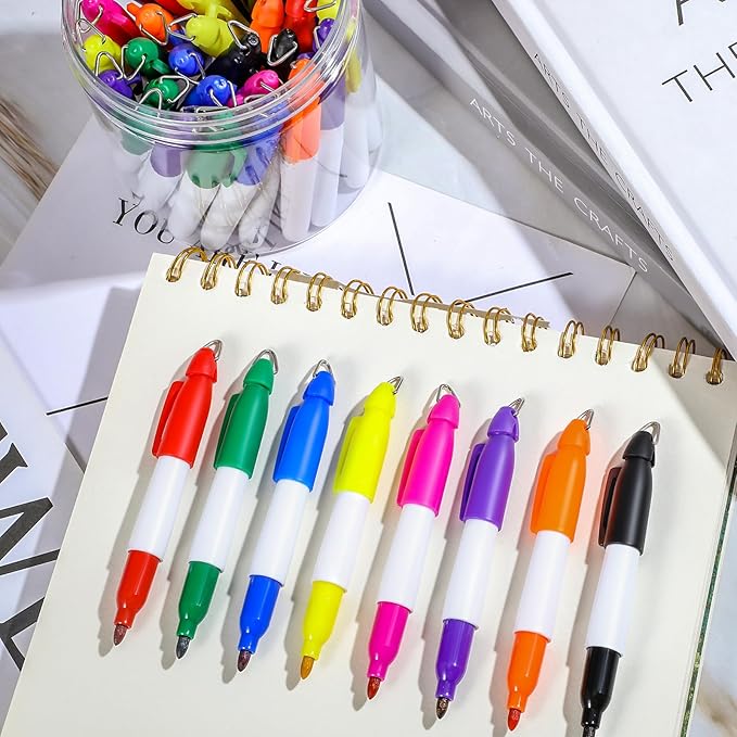 Ctosree 80 Pcs Mini Markers for Nurses Badge Mini Markers with Golf Keychain Clips Golf Ball Point for Office Classroom Supplies(Permanent)