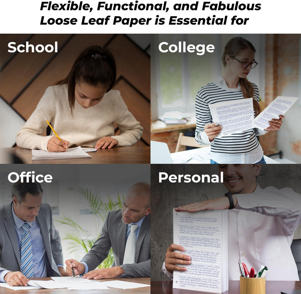 576 Pack (Pallet) Loose Leaf Paper Bulk, 86400 Sheets, Wide Ruled, Pallet of Filler Paper, 150 Sheets/Pack, 8 x 10.5", 3 Hole Punched, 56 Gsm Thick Sheets, School & Office, 4-7 Days Transit