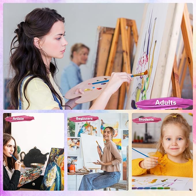 Paint Brushes Set for Acrylic Painting, 20 Pcs Oil Watercolor Acrylic Paint Brush, Artist Paintbrushes for Body Face Rock Canvas, Kids Adult Drawing Arts Crafts Supplies, Blue