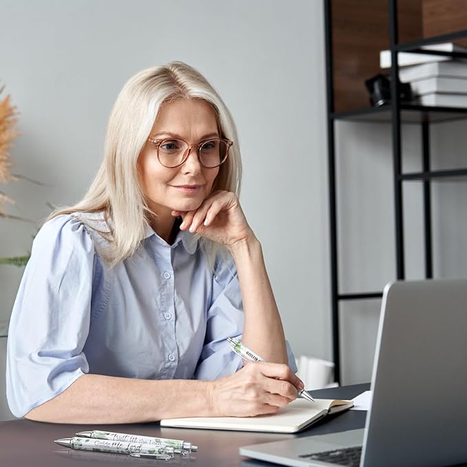 Tinlade 10 Pcs Christian Pens for Women Religious Ink Pens Easter Gifts Inspirational Quotes Bible Verse Ballpoint Funny Office Supplies for Women Men Coworker(Green Leaves)