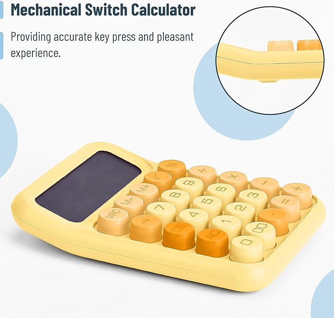 Mr. Pen- Mechanical Switch Calculator, 12 Digits, Large LCD Display, Orange Calculator Big Buttons, Mechanical Calculator, Calculators Desktop Calculator, Cute Calculator, Aesthetic Calculator