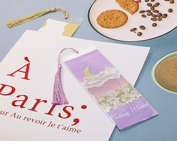 Clear Bookmark Sleeves Penta Angel 10Pcs Plastic Blank Photobooth Frames Vinyl Book Markers Cover Holder with Hole for Students Reading Wedding Valentine’s Gift Party Favor Decoration (10)