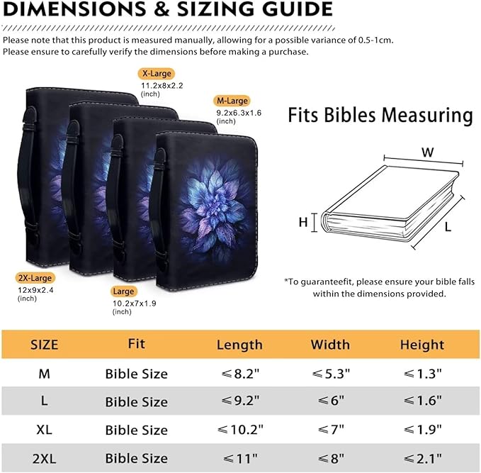 Lotusorchid Boho Lotus Printed Bible Cover for Women, God is within Her, She Will Not Fall, Leather Book Case Church Bible Protective with Handle, Lightweight Bible Carrying Case