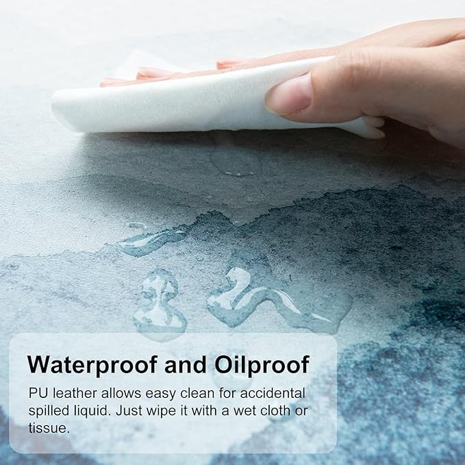 QIYI Desk Pad Large Keyboard and Mouse Pad for Laptop Computer, PU Leather Desk Cover Protector, Desk Décor Accessories for Office Home Work Writing Gaming 31.5" x 11.8" - Watercolor Mountain