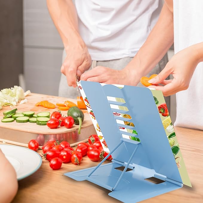 Metal Book Stand Book Holder Book Stand for Reading Adjustable Book Holder for Reading (Full Blue)