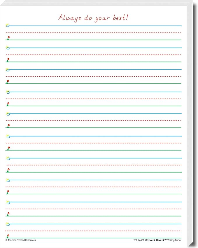 Teacher Created Resources Smart Start 1-2 Writing Paper: 100 Sheets, TCR76531, White