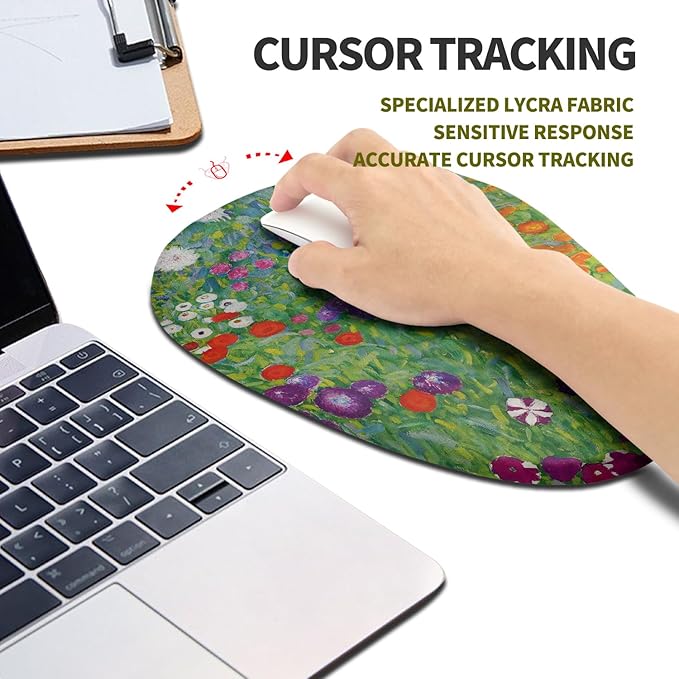 Hokafenle Ergonomic Mouse Pad Wrist Support, Terraced Slope Carpal Tunnel Wrist Pad for Mouse with Unibody Memory Foam, Wrist Rest Pain Relief Mousepad (Garden Farm, 11.8x7.9 in)