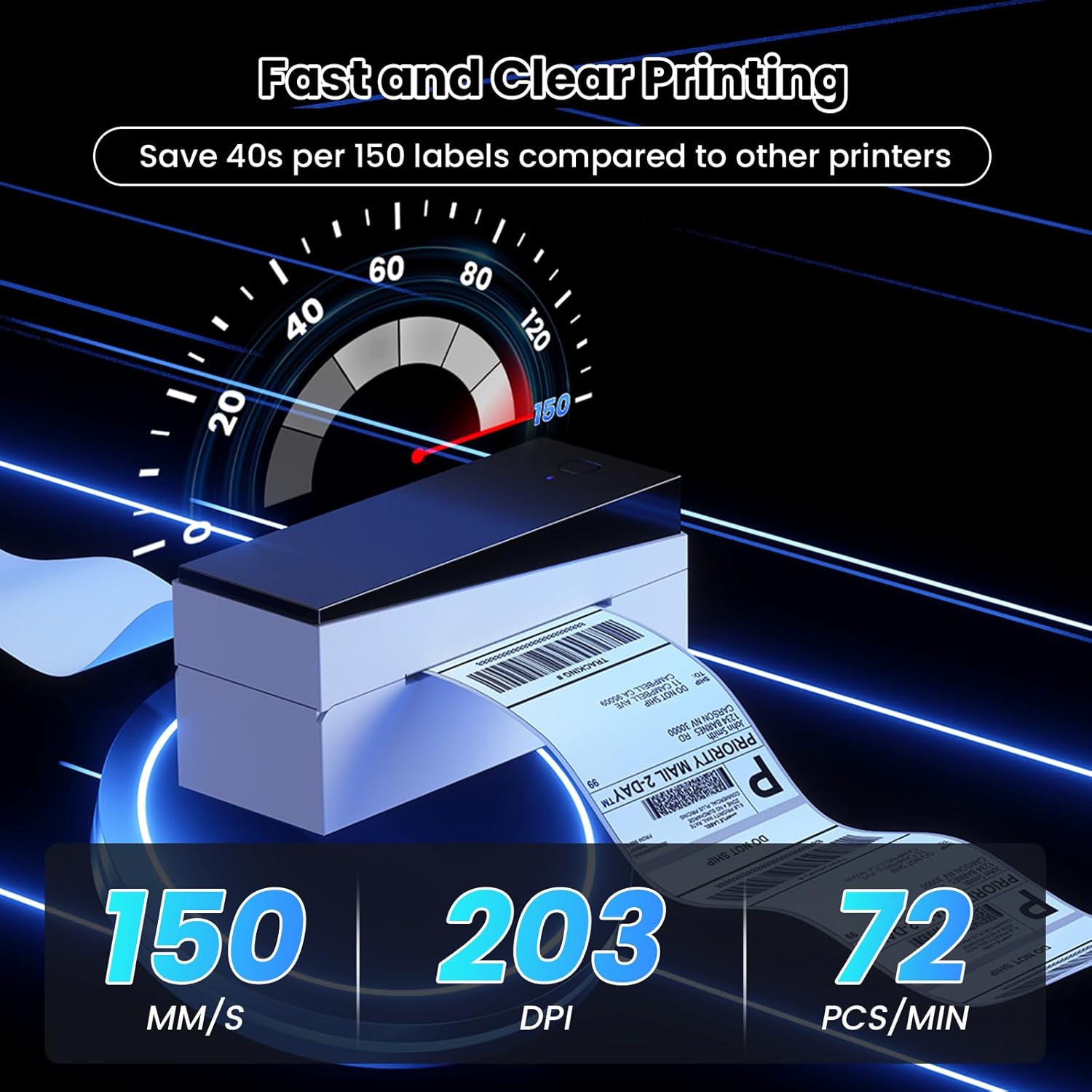 Bluetooth Shipping Label Printer 4x6, 249BT Thermal Label Printer for Small Business, Shipping Packages, Office, Home, Compatible with Amazon, Ebay, USPS