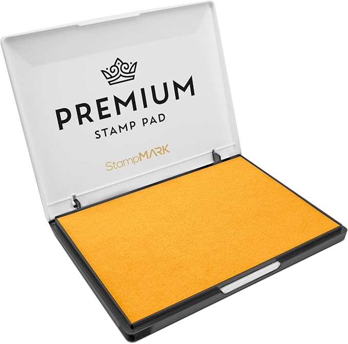 Premium Stamp Pad Extra Large Size 6" x 8" - for Traditional Rubber Stamps - Felt Pad Dark Yellow Color