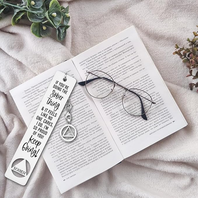 Sobriety Gift for Women Men, Proud of You Sobriety Bookmark, Alcoholics Addiction Stay Clean and Sober Bookmark, Inspirational Christmas Graduation Gifts-DB12