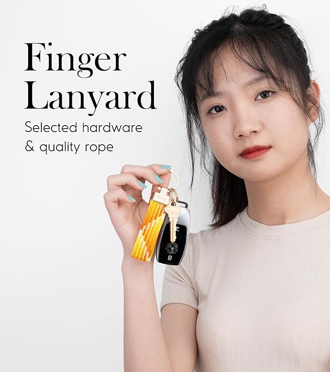 SENLLY Car Keychain, Stretchy Key Holder, Original Elastic Anti-Drop Design Finger Lanyard Strap