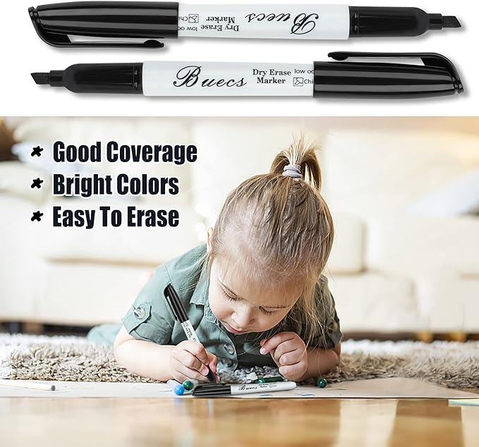 Black Dry Erase Markers, Low-Odor, 108 Count, Chisel tip, Perfect for Writing on Whiteboards, Dry-Erase Boards, Glass, School Office Supplies
