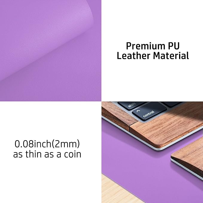 Aothia Leather Desk Pad Protector, Mouse Pad, Office Desk Mat, Non-Slip PU Leather Desk Blotter, Laptop Desk Pad, Waterproof Desk Writing Pad for Office and Home (36" x 17", Iris Violet)