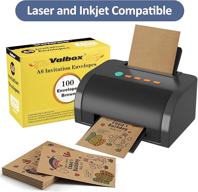 ValBox 100 Qty A6 Envelopes Self Seal 6.5 x 4.75" Brown Kraft Paper Invitation Envelopes for 4x6 Cards, Photos, Invitations, Weddings, Baby Shower, Birthiday, Announcements, RSVP (A6)