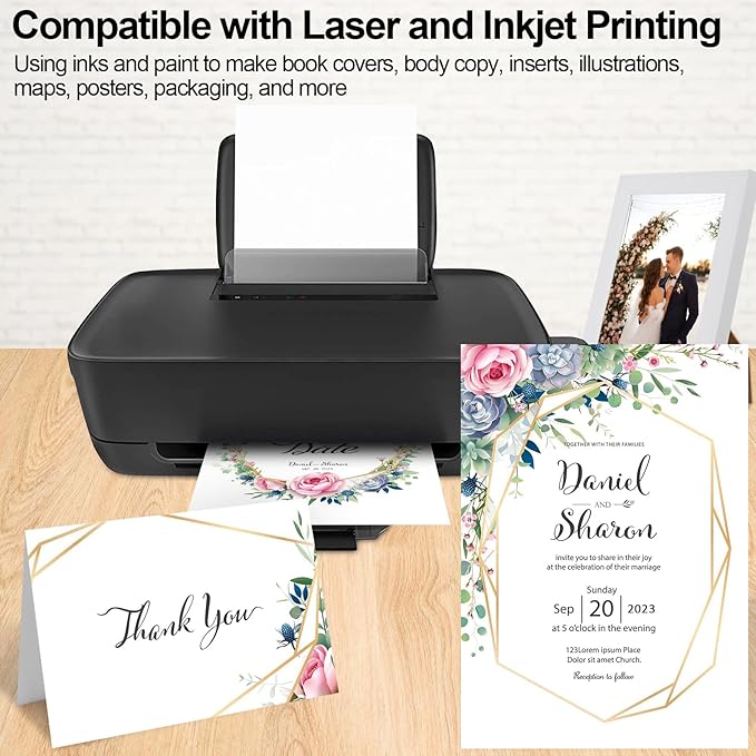 Joyberg 100P White Cardstock 8.5 x 11, 230gsm Cover Cardstock Paper, 85 Lb Heavy Card Stock for Printer, Card Stock Paper for Invitations, Scrapbooking, Crafts, Diy Cards, Decoration, Drawing