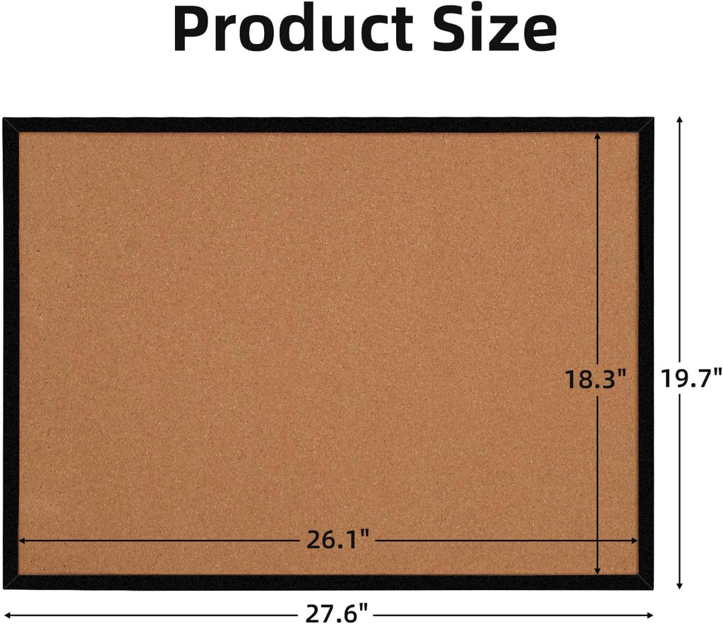 20” x 28” Cork Boards for Walls with Black Wooden Frame 1pack, Whiteboard and Cork Board Combo Double Sided Office Board for Wall Organizer, Bulletins Board Hanging Pin Board for School Home Office