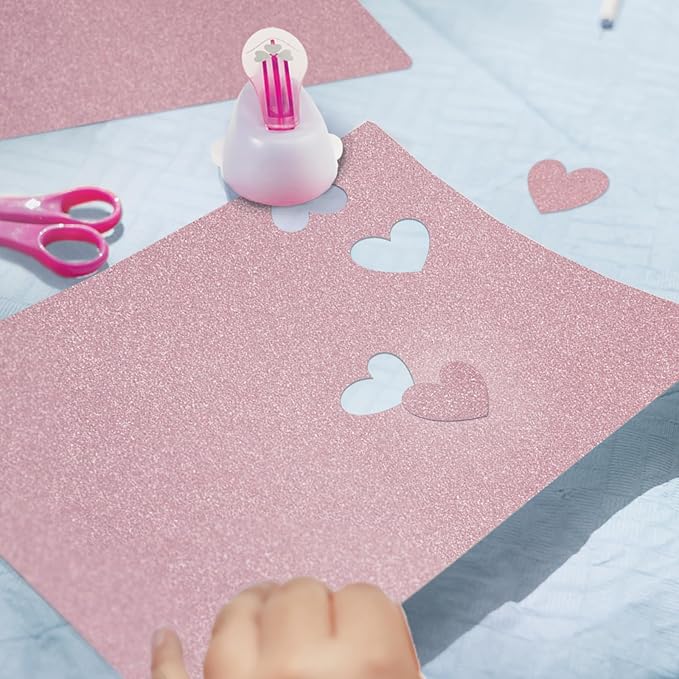 Pink Glitter Cardstock 8.5x11 Double-Sided 24 Sheets, Goefun No-Shed Glitter Paper 280GSM/100lb Pink Card Stock for Valentine Cards, Gift Wrapping, Birthday, Anniversary, Greetings