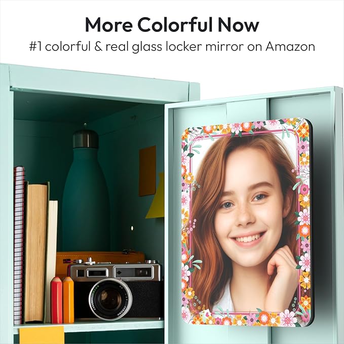 Locker Mirror Magnetic for School and Office, Strong Magnetic Mirror for Locker, Magnetic Locker Mirror with Colorful Design, Practical Locker Accessories, 1 Pack, 5 inxh x 7 inch