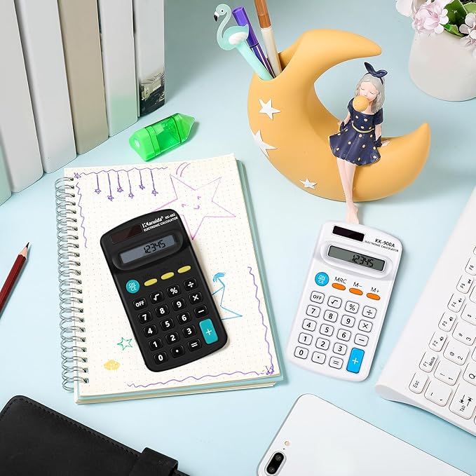 18 Pack Pocket Size Calculators Bulk 8 Digit Display Basic Calculator for Students Small Calculators Solar Battery Dual Power Calculator for School