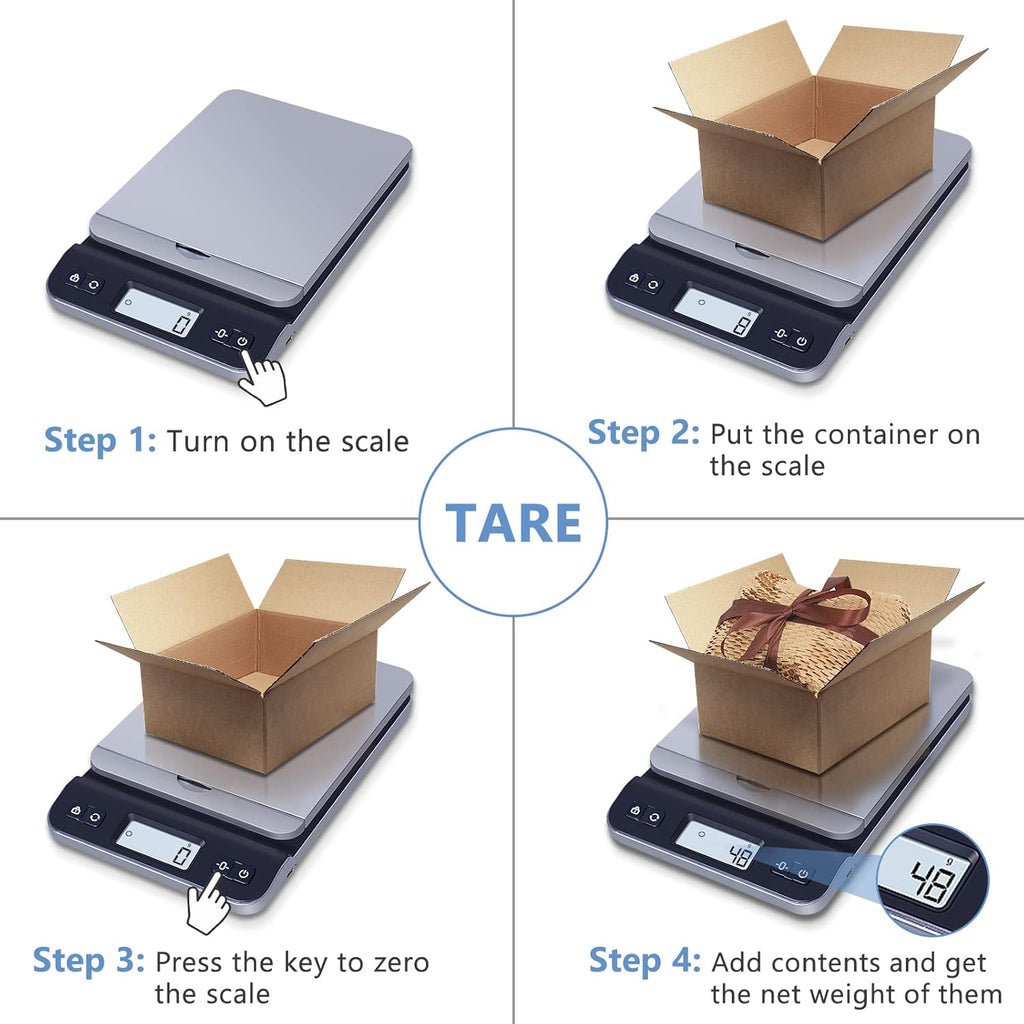 QP Shipping Scale, 86lb/0.1oz High Accuracy Digital Postal Scale for Packages, Hold/Tare Function, Backlit LCD Display, Flip-up Holder, Postage Scale, Mail Scale, Battery & Tape Measure Included